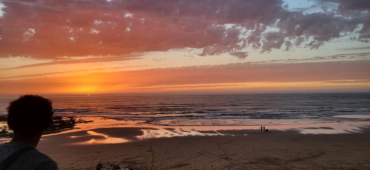 Golden sunset over the Atlantic after a surf day